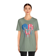 Red White and Blue Heart with Jets Graphic, Unisex Jersey Short Sleeve Tee
