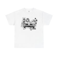 Abstract Retro Racing Car Unisex Heavy Cotton Tee | Perfect for Car Enthusiasts, Father's Day Gift, Casual Wear, Vintage Style, Unique Graphic Shirt