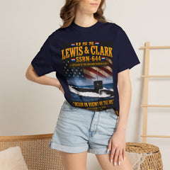 Lewis & Clark SSBN-644 Submarine T-Shirt — 'Ocean in View! O! The Joy.' Vintage Nautical Military Tee