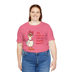 Teacher Valentine T-Shirt — "My Class Is Full of Sweet Hearts" Cute Duck Design