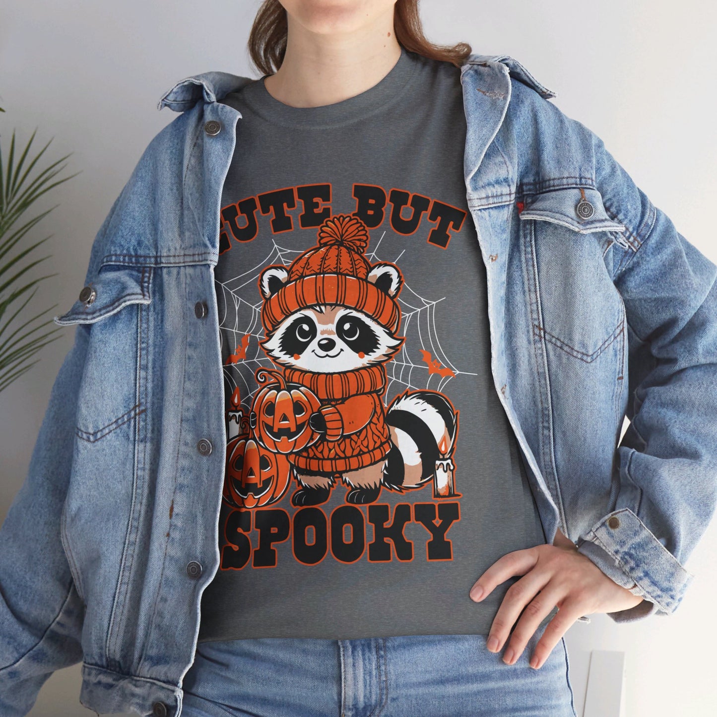 Cute But Spooky Halloween Raccoon! Graphic Unisex Heavy Cotton Tee