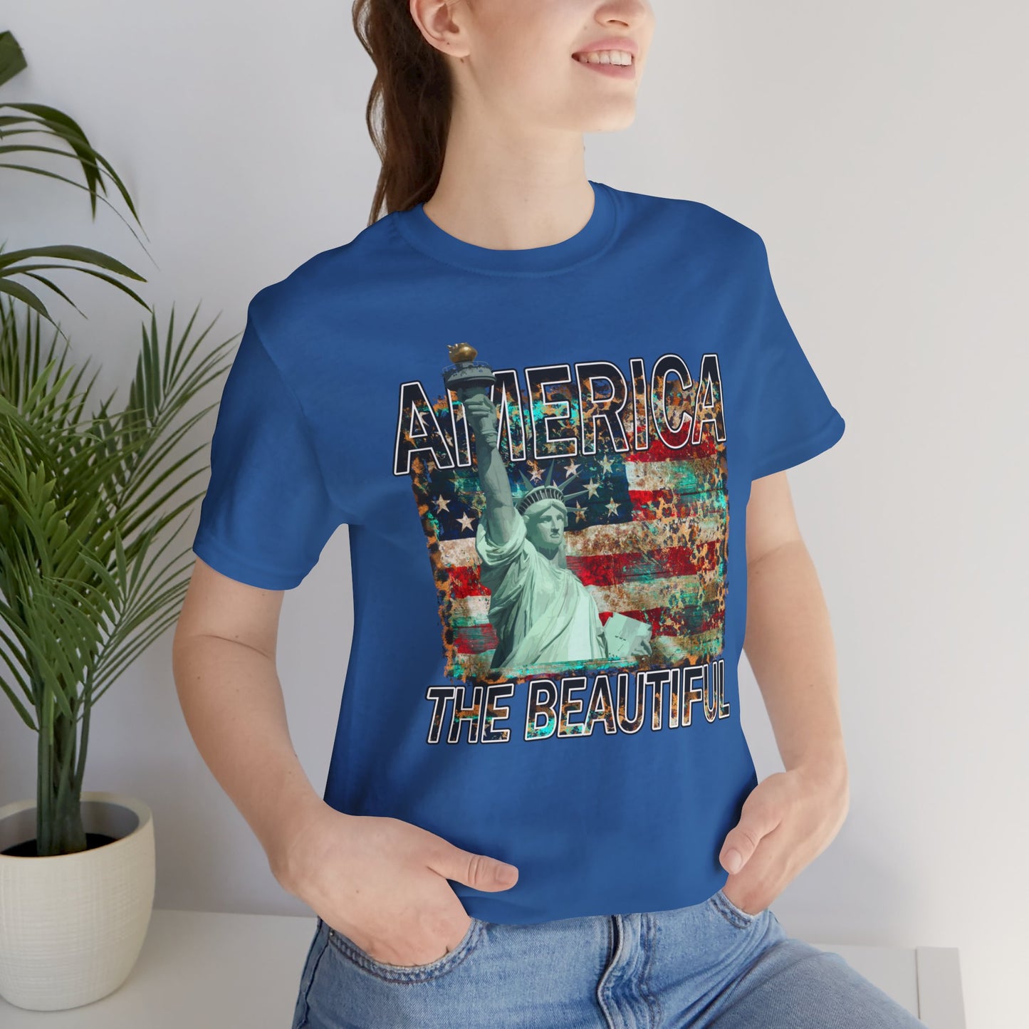 Statue Of Liberty, America The Beautiful, Unisex Jersey Short Sleeve Tee