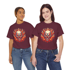 Flaming Fire Clown - Graphic Unisex Heavy Cotton Tee