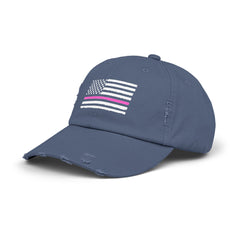 Support Cancer Survivors, Unisex Distressed Cap, US Flag Cancer Awareness, Gift For Him, Gift For Her, Pink Supporter, Cancer Survivors Flag