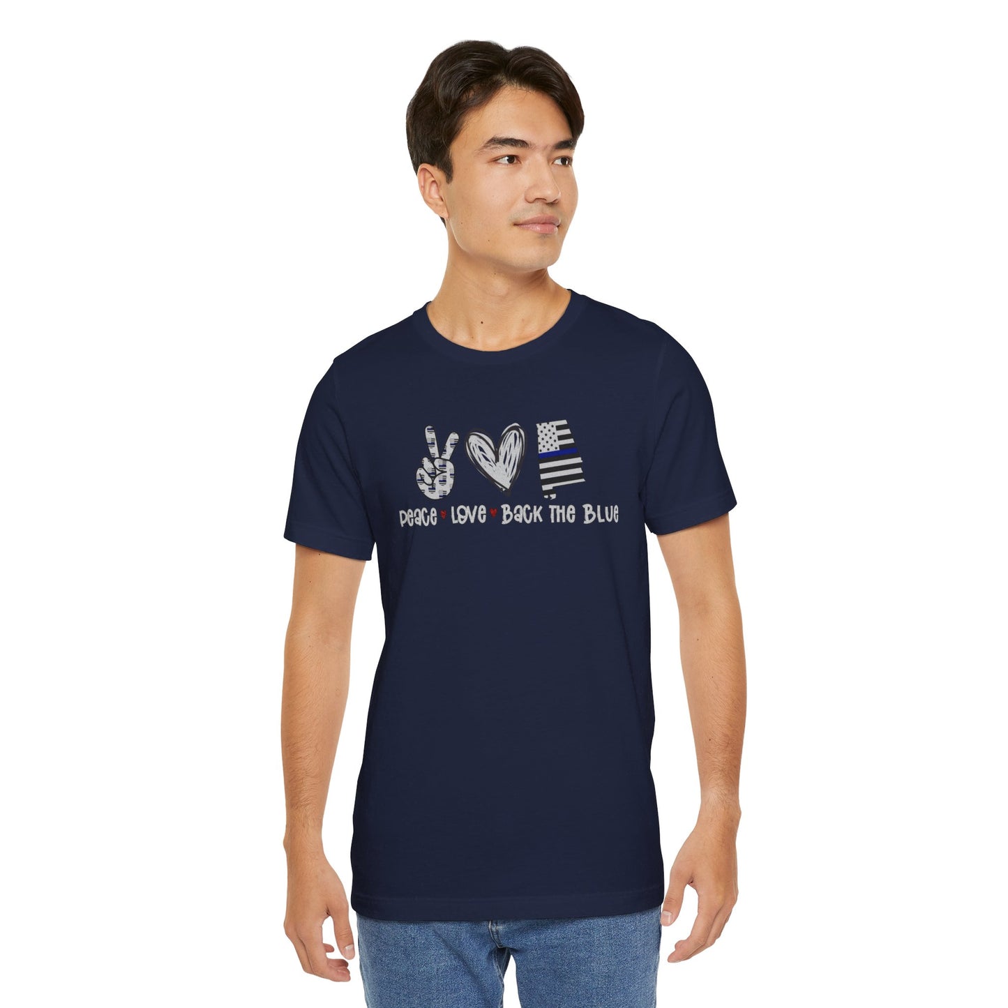 Peace Love Back The Blue in Alabama, Graphic Unisex Short Sleeve Tee