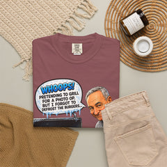 Grill Master Grandpa Funny BBQ T-Shirt — "Whoops! Pretending to Grill for a Photo" Graphic Tee