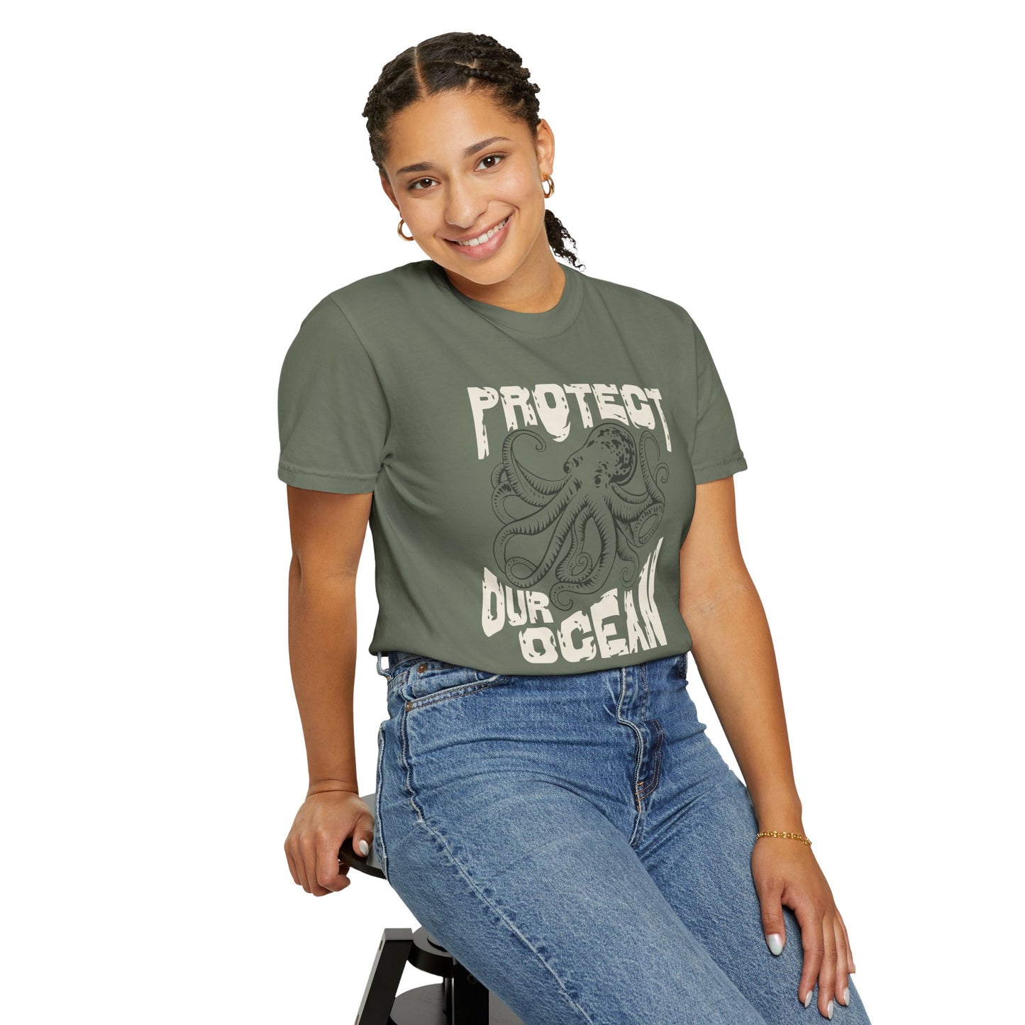 Octopus, Protect Our Ocean -  Graphic Unisex Garment-Dyed T-shirt