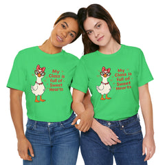 Teacher Valentine T-Shirt — "My Class Is Full of Sweet Hearts" Cute Duck Design