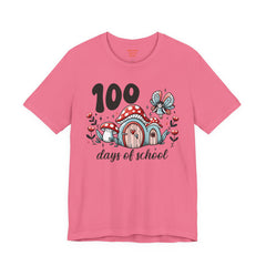 100 DAYS OF SCHOOL Toadstool House - Unisex Short Sleeve Tee | Elementary School Holiday, Teacher Apparel, Kids Motivation, Teacher Sarcasm