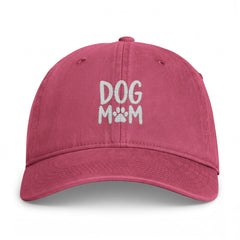 Embroidered Dog MOM Cap — Washed Coastal Baseball Hat with Paw Print