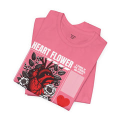 Heart Flower Tee - Nuturing Affection In The Garden Of Life - Positive Vibes Unisex Jersey Short Sleeve Tee