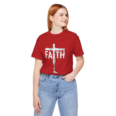 Faith Cross Prosthetic Leg T‑Shirt — Amputee Inspirational Christian Tee