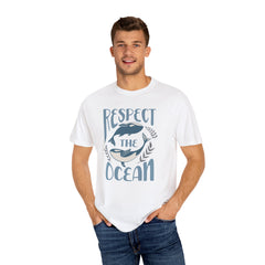 Whales, Respect The Ocean -  Graphic Unisex Garment-Dyed T-shirt