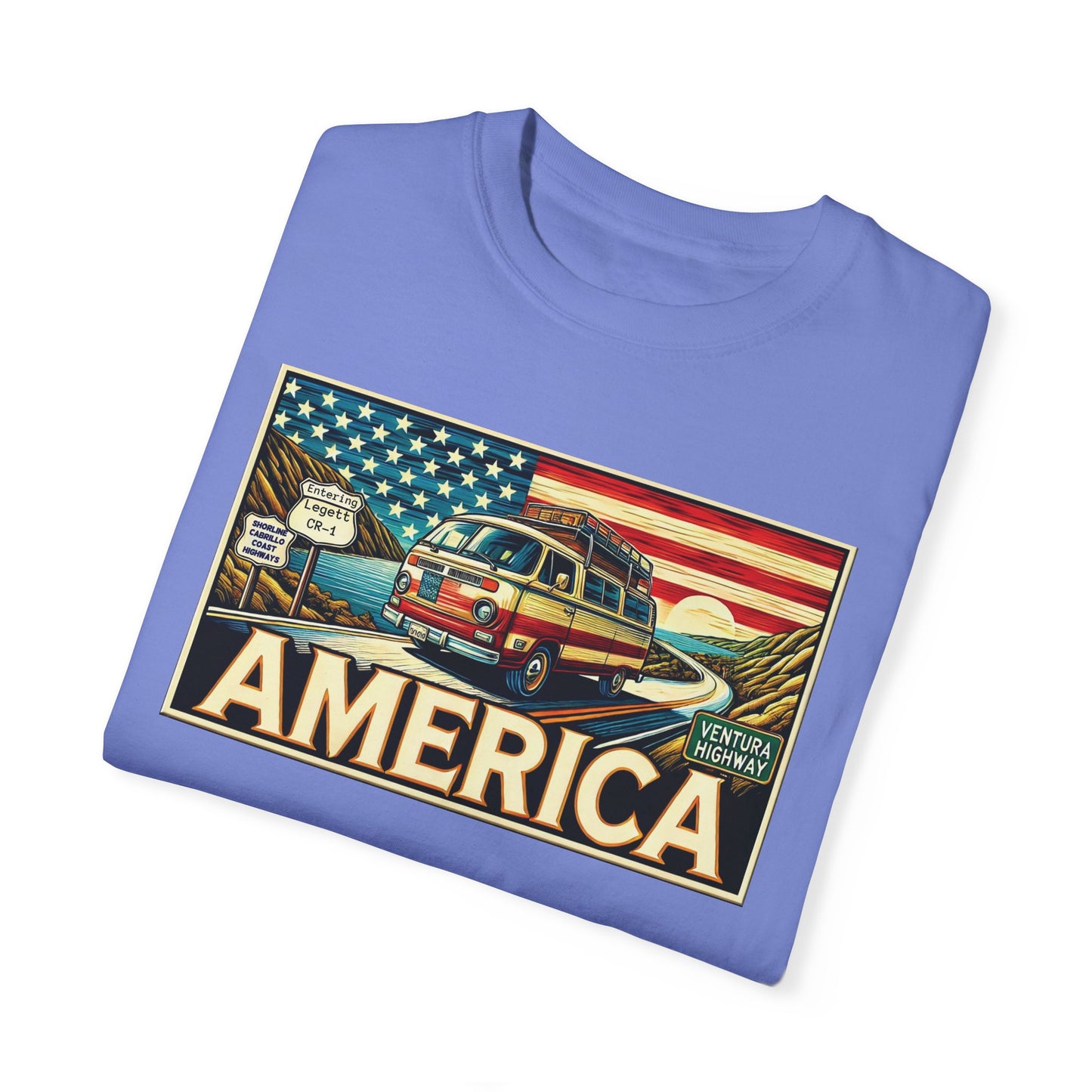 Ventura Highway Driving America Graphic Comfort Colors Unisex Garment Dyed T-shirt