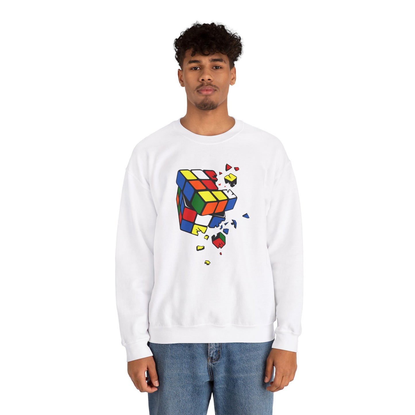 Cracked Rubik's Cube Unisex Heavy Blend™ Crewneck Sweatshirt