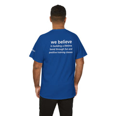 Dog Trainer T‑Shirt — "dog trainer." Front Logo with "we believe..." Positive Training Back Text