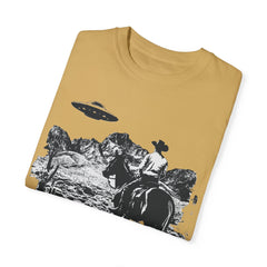 UFO Meets Cowboy Unisex Garment Shirt -Dyed  T Shirt