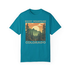 Rocky Mountains Colorado Graphic, Comfort Colors Soft Relaxed Fit Unisex Garment-Dyed T-shirt