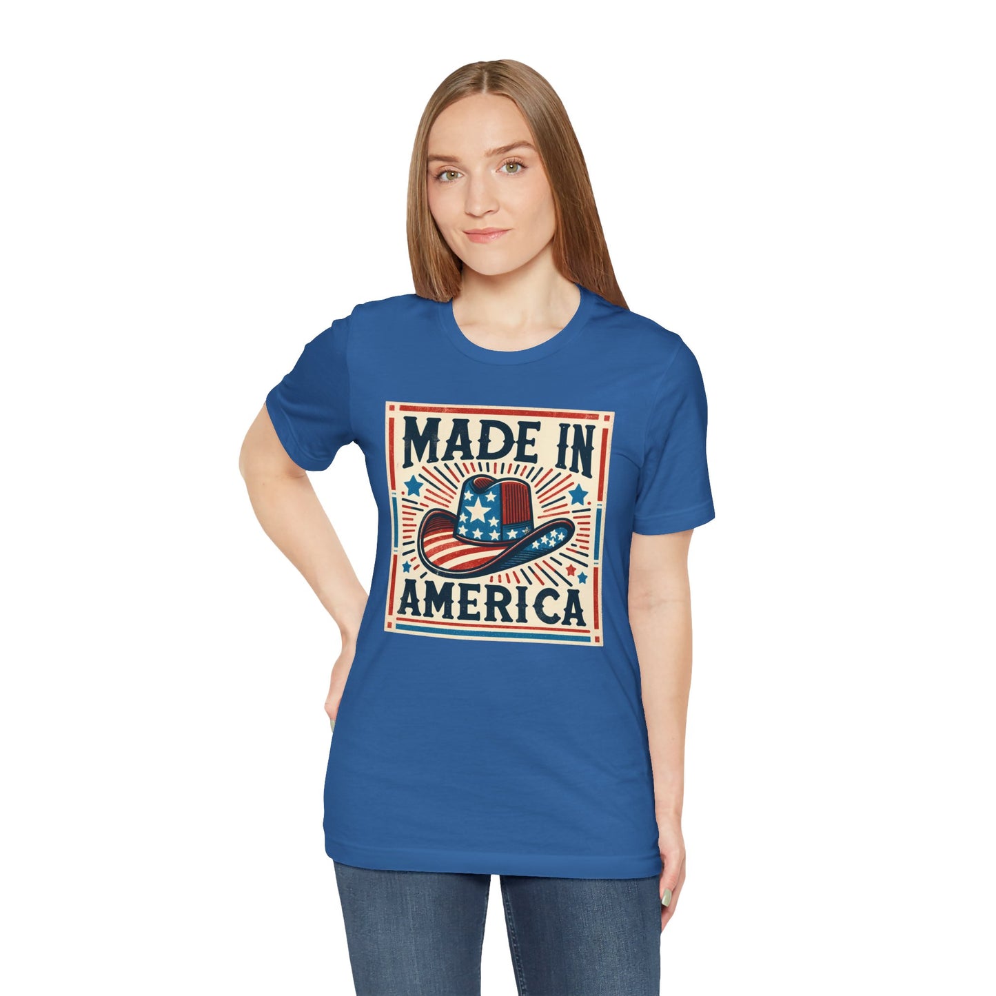 Made In America Cowboy Hat Graphic, Unisex Jersey Short Sleeve Tee