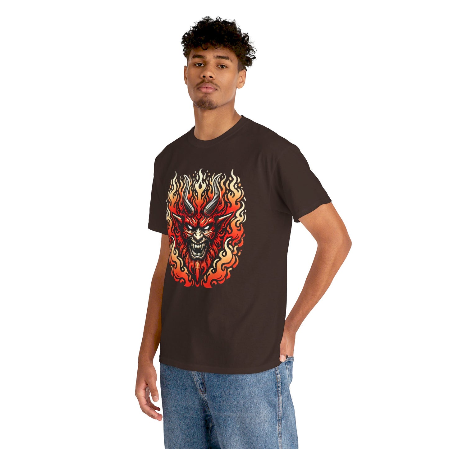 Fiery Fire Demon - Graphic Unisex Heavy Cotton Tee