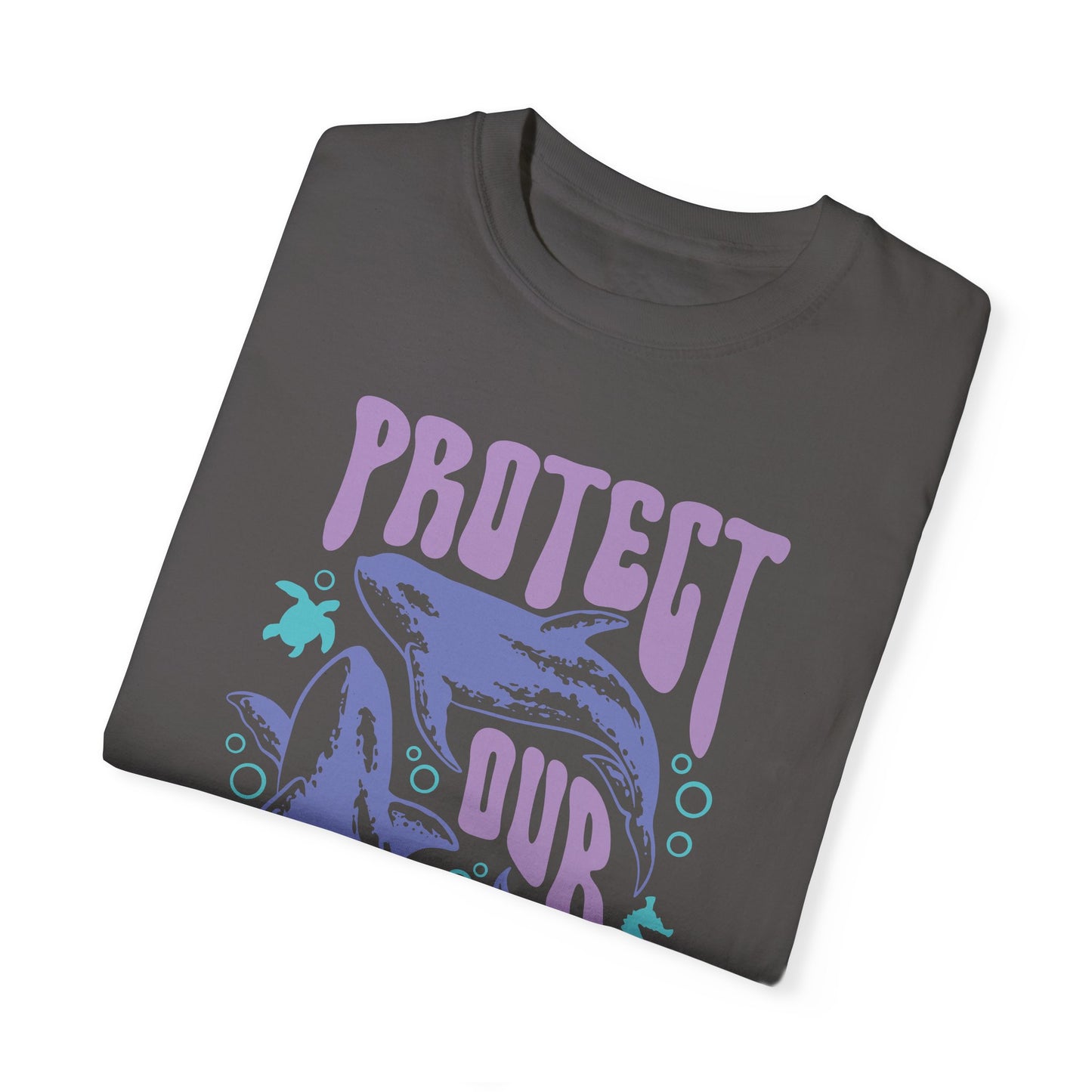 Whales, Protect Our Ocean -  Graphic Unisex Garment-Dyed T-shirt