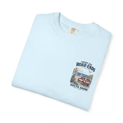 Where the Road Ends Long Island Unisex Garment-Dyed T-shirt