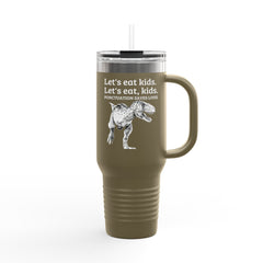Funny Dinosaur Punctuation Saves Lives Insulated Travel Mug