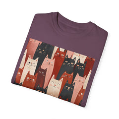 Cute Cat Print Unisex Garment-Dyed T-Shirt - Comfort Colors Soft Perfect for Animal Lovers and Casual Days