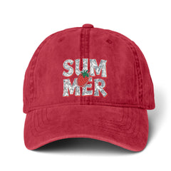Women's SUMMER STRAWBERRY Pigment-Dyed Cap with Fashion Undervisor (Embroidery)