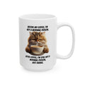 Grumpy Cat Drinking Coffee Ceramic Mug, 11oz, 15 oz