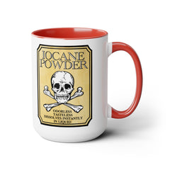 IOCANE Powder label with skull and crossbones Don't have a cup of coffee with Vizzini / Princess Bride / 80s Movies / Two-Tone Mugs, 15 oz.