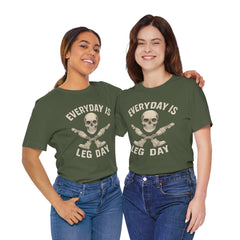 Fitness Tee | Leg Amputee Funny Skull, Everyday Leg Day Gym Shirt, Workout Top