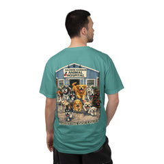 Lauren McGowan Front Logo Back Graphic Baldwin Harbor Animal Hospital "Who Let the Dogs Out?" Tee