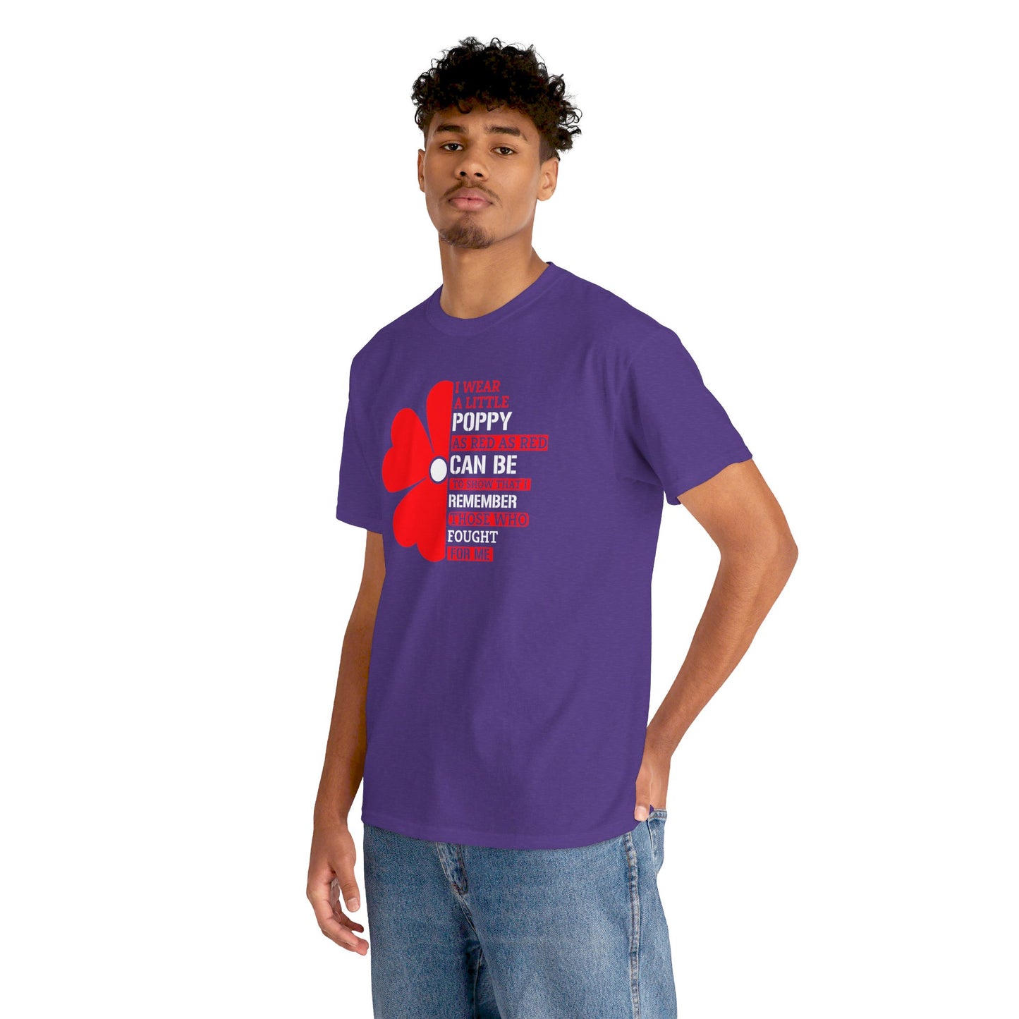 Memorial Day Poppy Tee, For Those Who Fought For Me, Unisex Cotton Tee