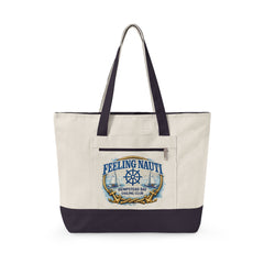 Feeling Nauti Canvas Tote — Hempstead Bay Sailing Club Nautical Zippered Beach Bag for Sailing Lovers