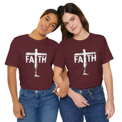 Faith Cross Prosthetic Leg T‑Shirt — Amputee Inspirational Christian Tee