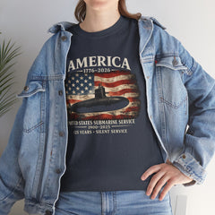America 250th Submarine 125th Flag T-Shirt — Vintage USA Military Tee