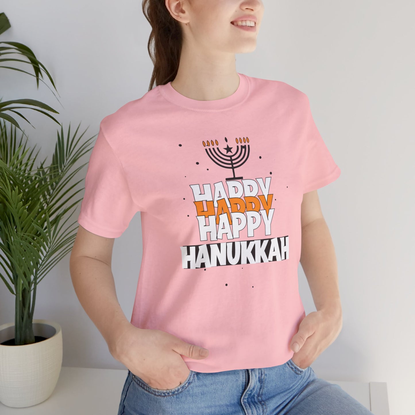 Happy Hanukkah Menorah - Unisex Jersey Short Sleeve Tee