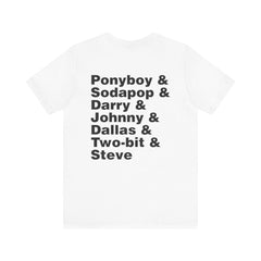The Outsiders Shirt, Front and Back Images, Greasers Characters Shirt, Unisex Jersey Short Sleeve Tee