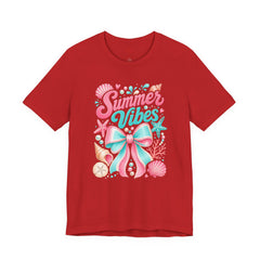 Summer Vibes Tee — Pastel Seashell Bow Beach T-Shirt