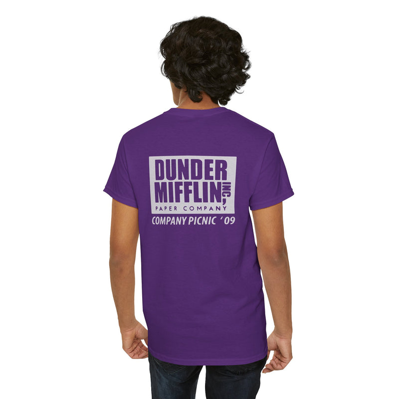 Rochester Unisex Heavy Cotton Tee - Retro Dunder Mifflin Design for Nostalgic Fans