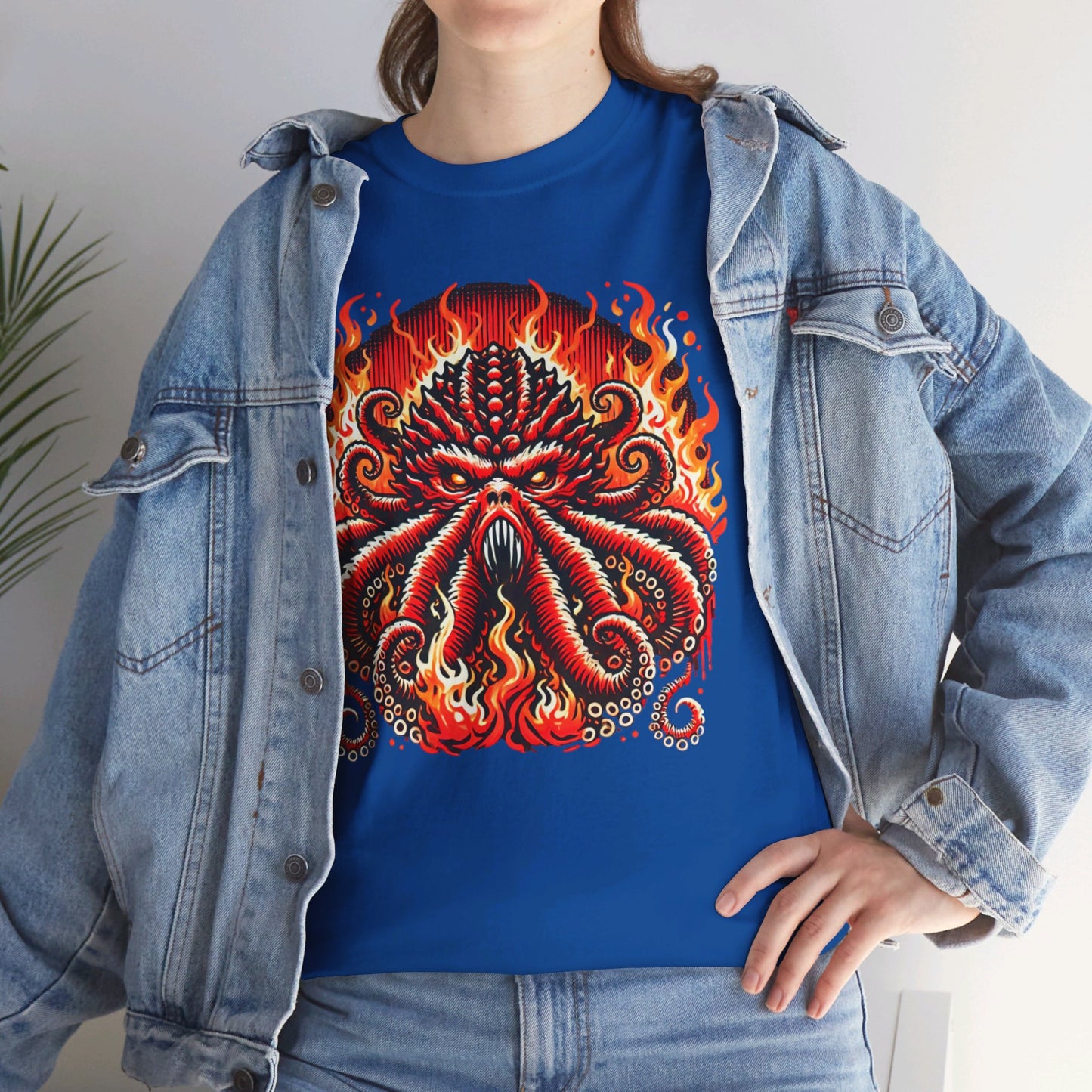 Fiery Fire Kraken - Graphic Unisex Heavy Cotton Tee