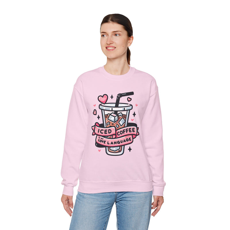 Woman's Ice Coffee Is My Love Language Valentine - Unisex Heavy Blend™ Crewneck Sweatshirt