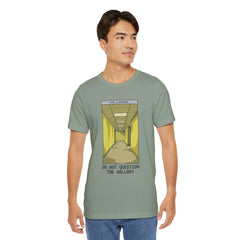 Do Not Question The Hallway T-Shirt — Retro Yellow Corridor Graphic Tee