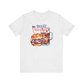 Happy 4th Of July Burger and Mug Graphic, Unisex Jersey Short Sleeve Tee