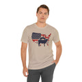 Red White and Blue Farmer Graphic, Unisex Jersey Short Sleeve Tee