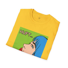Pop Art Gal T-Shirt featuring Blue Hair and Red Lips Unisex Soft Style Shirt