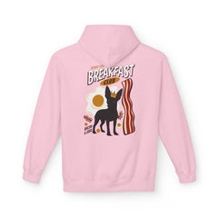 Breakfast Club Hoodie — Cute Black Dog, Bacon & Egg Graphic Pullover