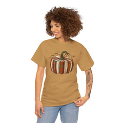 Autumn-Themed Pumpkin Book Tee, Cozy Fall Shirt, Halloween Apparel, Literary Gift, Unisex Comfortable T-Shirt