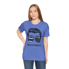 BACK THE BLUE Dad with Glasses, Graphic Unisex Short Sleeve Tee